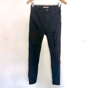 Levi’s Mile High Super Skinny Distressed Black Jeans